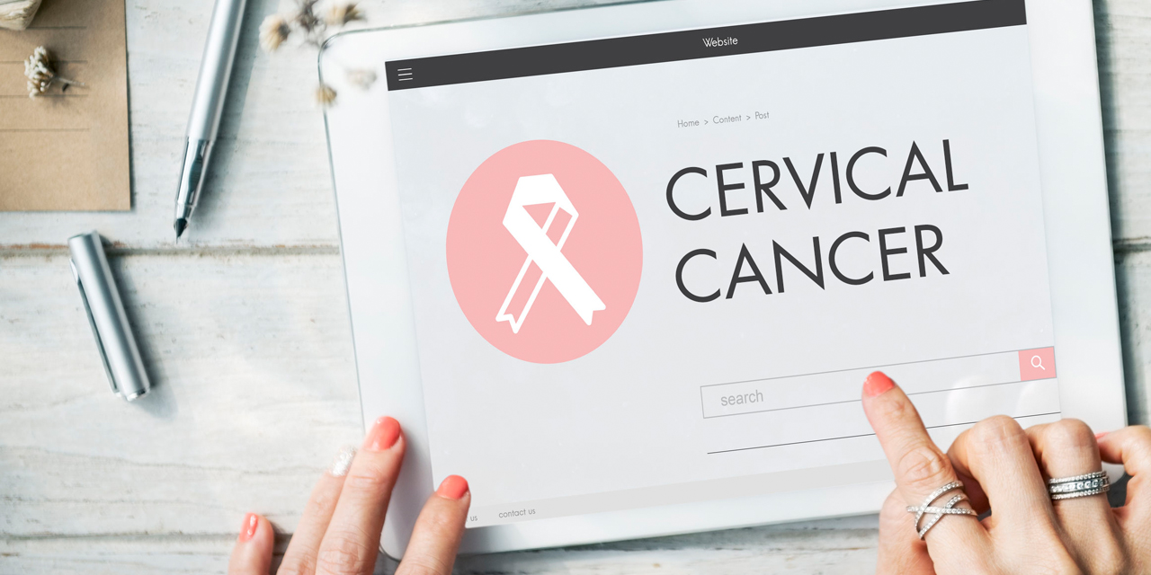 laptop with the word cervical cancer 