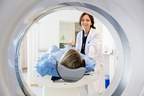 A patient having an MRI scan
