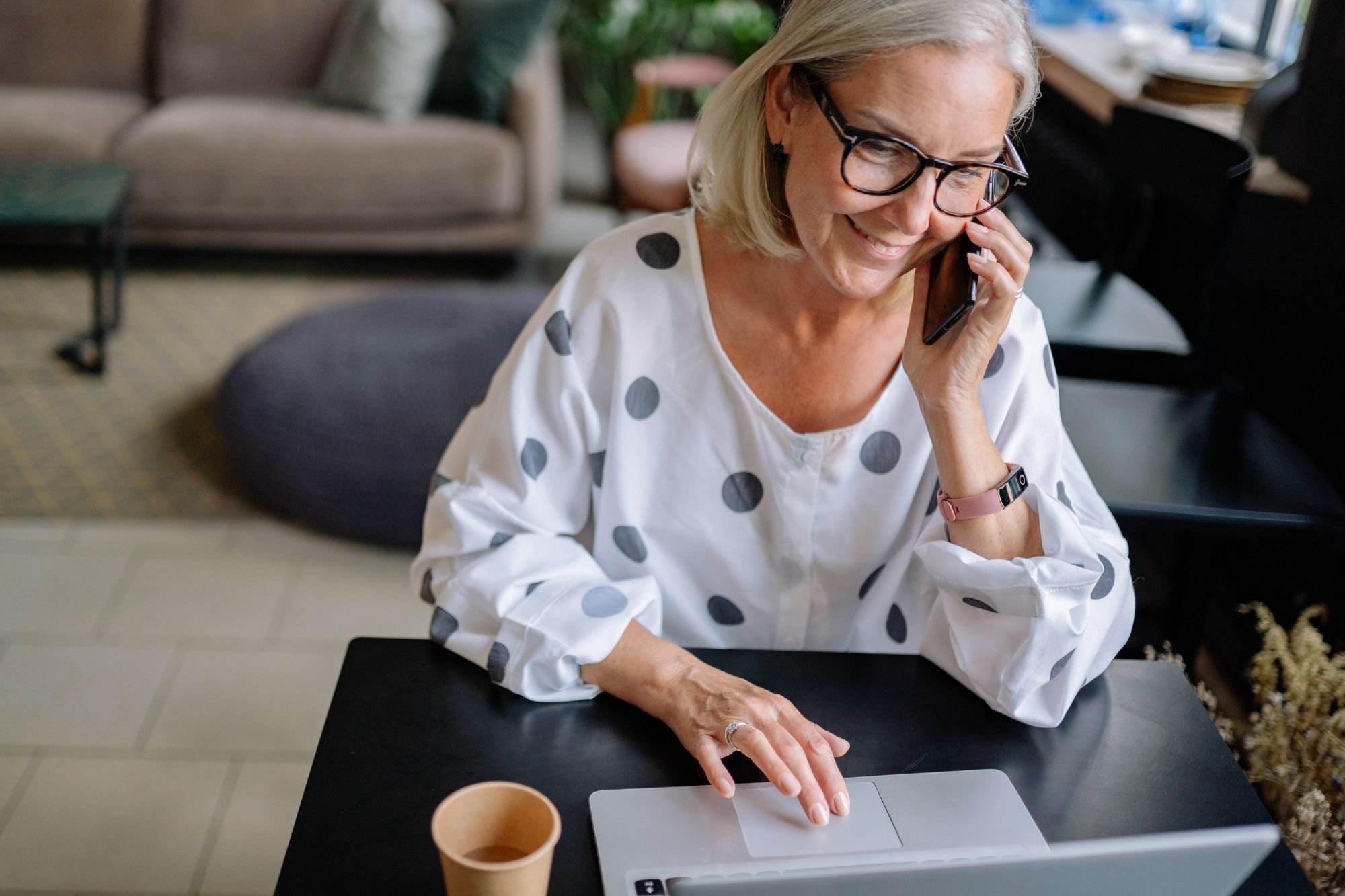 Woman on the phone in office